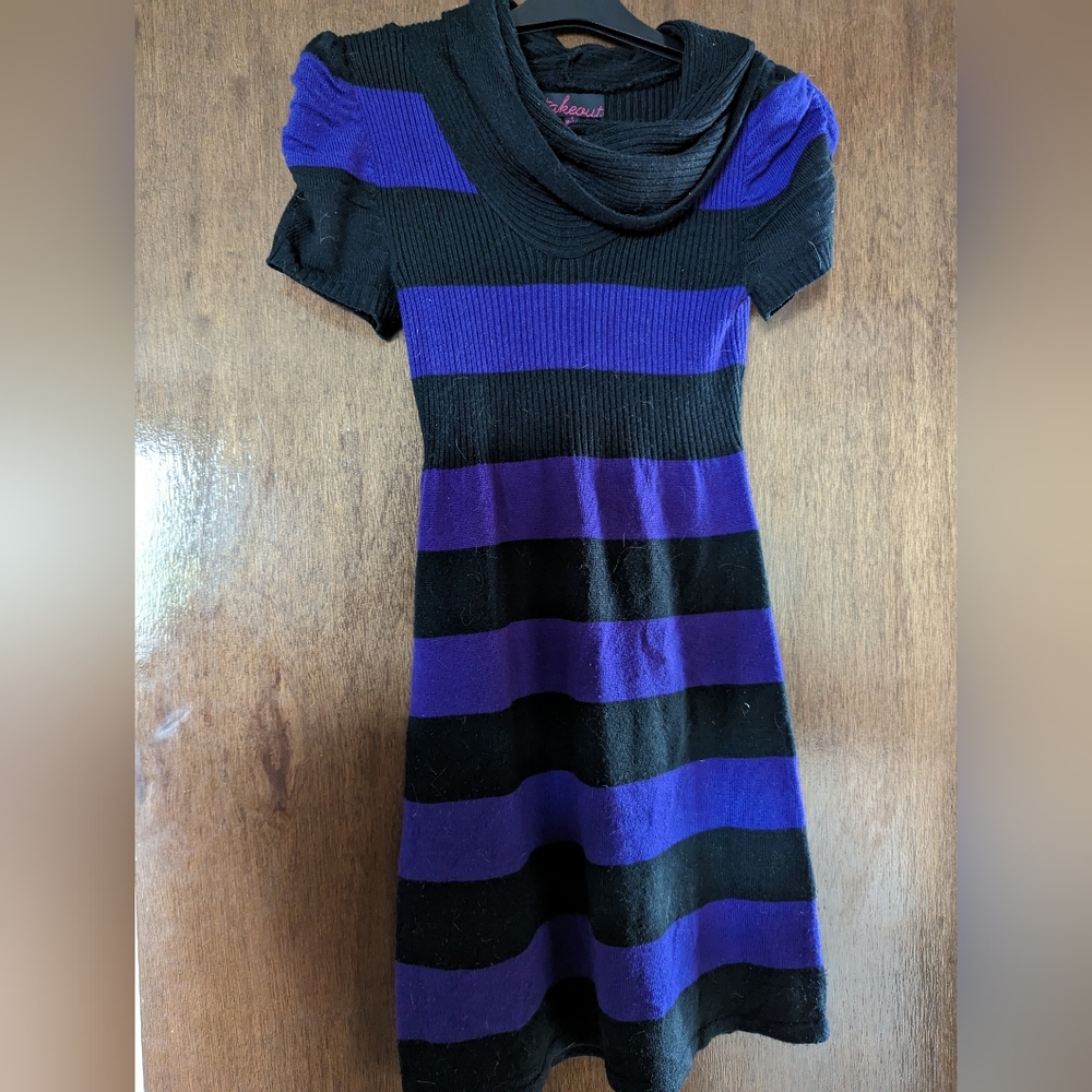 Purple and Black Cowl Neck Sweater Dreas